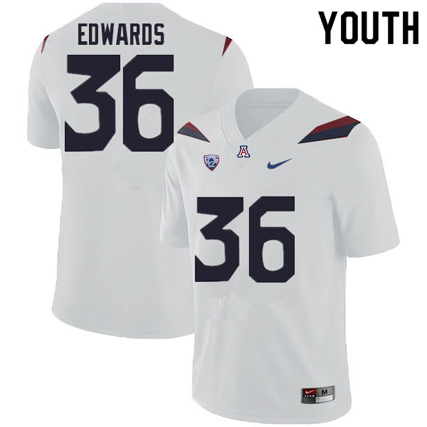 Youth #36 RJ Edwards Arizona Wildcats College Football Jerseys Sale-White